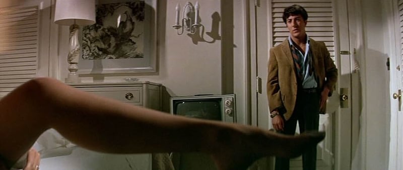 Anne Bancroft shows off her leg in the film ‘The Graduate,' a scene recreated on the film’s movie poster by actress Linda Gray.