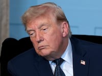 EVIAN-LES-BAINS, FRANCE - JUNE 15: U.S. President Donald Trump listens as he meets French President Emmanuel Macron for a bilateral meeting at Hotel Royal Evian on June 15, 2026 in Évian-les-Bains, France. Leaders from the Group of 7 (G7) countries convened in Evian, France, near the Swiss border, for their annual summit to discuss challenges to peace and security for Ukraine and Europe, the situation in the Middle East, and other geopolitical issues. (Photo by Anna Moneymaker/Getty Images)