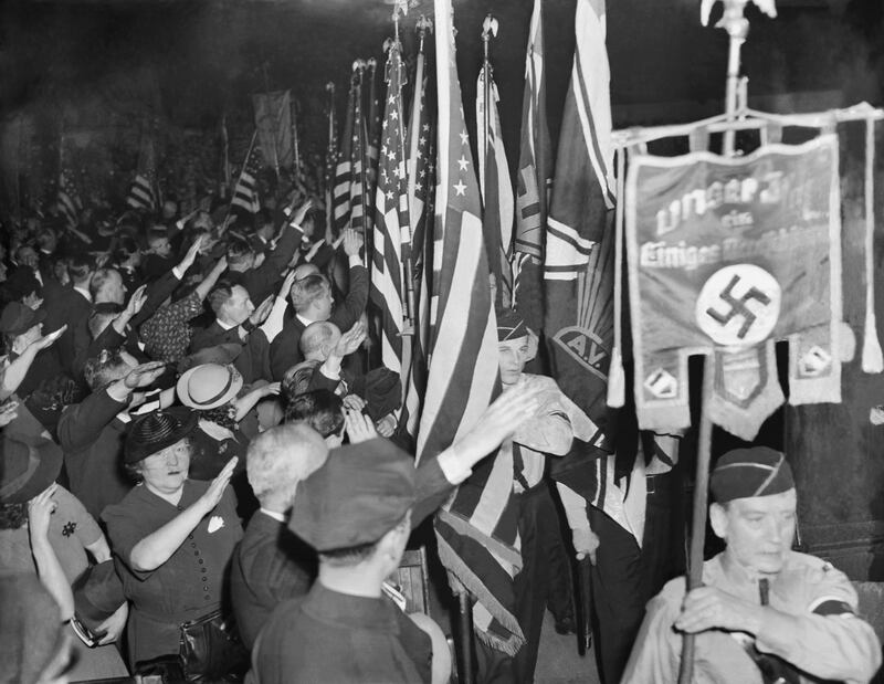 Bund Members Hailing Swastika Banner