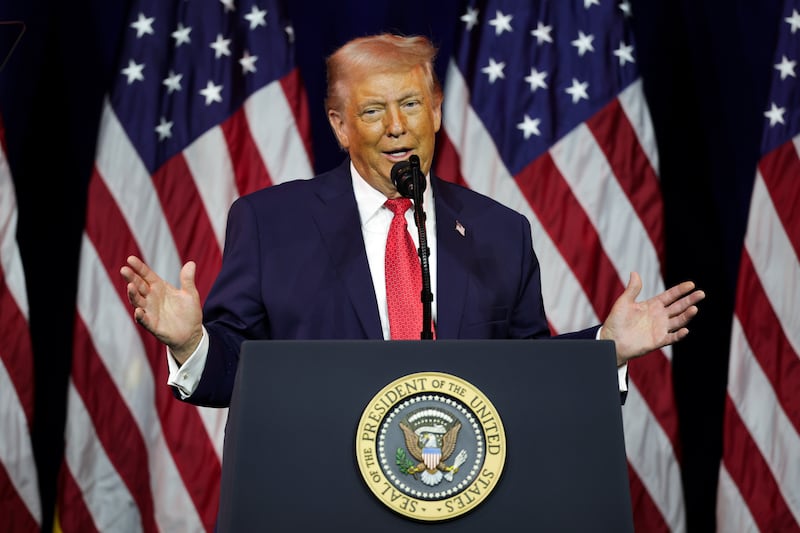 WASHINGTON, DC - JANUARY 06: U.S. President Donald Trump addresses a House Republican retreat at The John F. Kennedy Center for the Performing Arts on January 06, 2026 in Washington, DC. House Republicans will discuss their 2026 legislative agenda at the meeting. (Photo by Alex Wong/Getty Images)