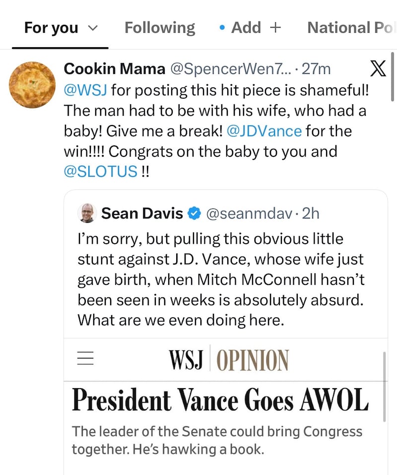 MAGA wasn't happy with the WSJ editorial board member.