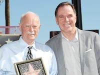 Dabney Coleman (L) and Tom Gilmore attend the ceremony honoring Dabney Coleman with a Star on The Hollywood Walk of Fame held on November 6, 2014 in Hollywood, California.
