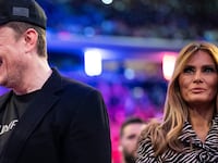 Elon Musk and Melania Trump at a campaign rally at Madison Square Garden.