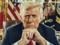 A photograph of Donald Trump on the cover of Time Magazine overlayed on a photo of Alfred Krupp taken by Arnold Newman