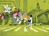A woman's perfume lingers in the air as she walks down the street.