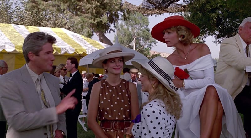 Julia Roberts wore a polka-dotted dress to her niece Emma Roberts’s wedding, reminiscent of her famous "Pretty Woman" dress.