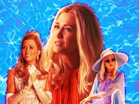 A photo illustration of Kristen Wiig in Palm Royale.