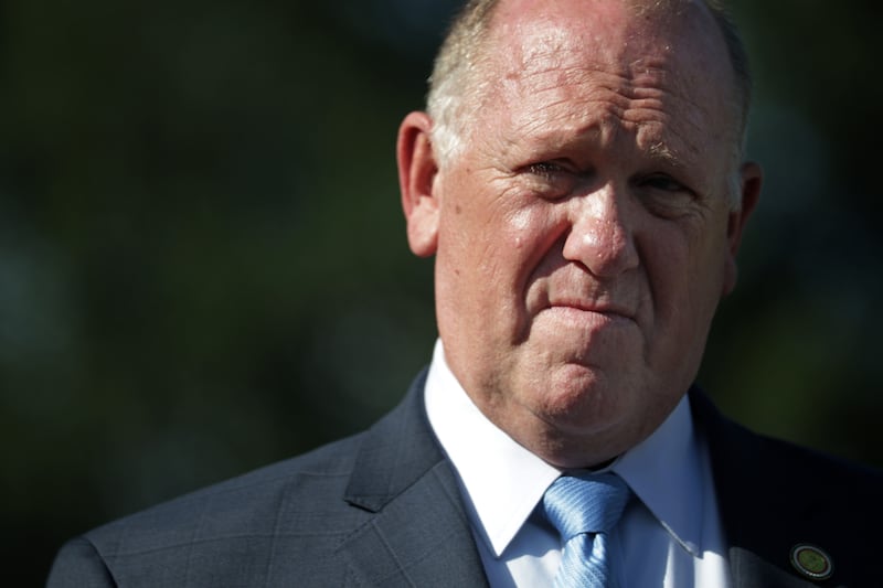 WASHINGTON, DC - SEPTEMBER 03: U.S. President Donald Trump’s “border czar” Tom Homan speaks to members of the press at the White House ground on September 3, 2025 in Washington, DC. The Trump administration has deployed federal officers and the National Guard to the District in order to place the DC Metropolitan Police Department under federal control and assist in crime prevention in the nation's capital. (Photo by Alex Wong/Getty Images)