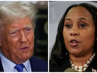 Images of Donald Trump and Fulton County D.A. Fani Willis