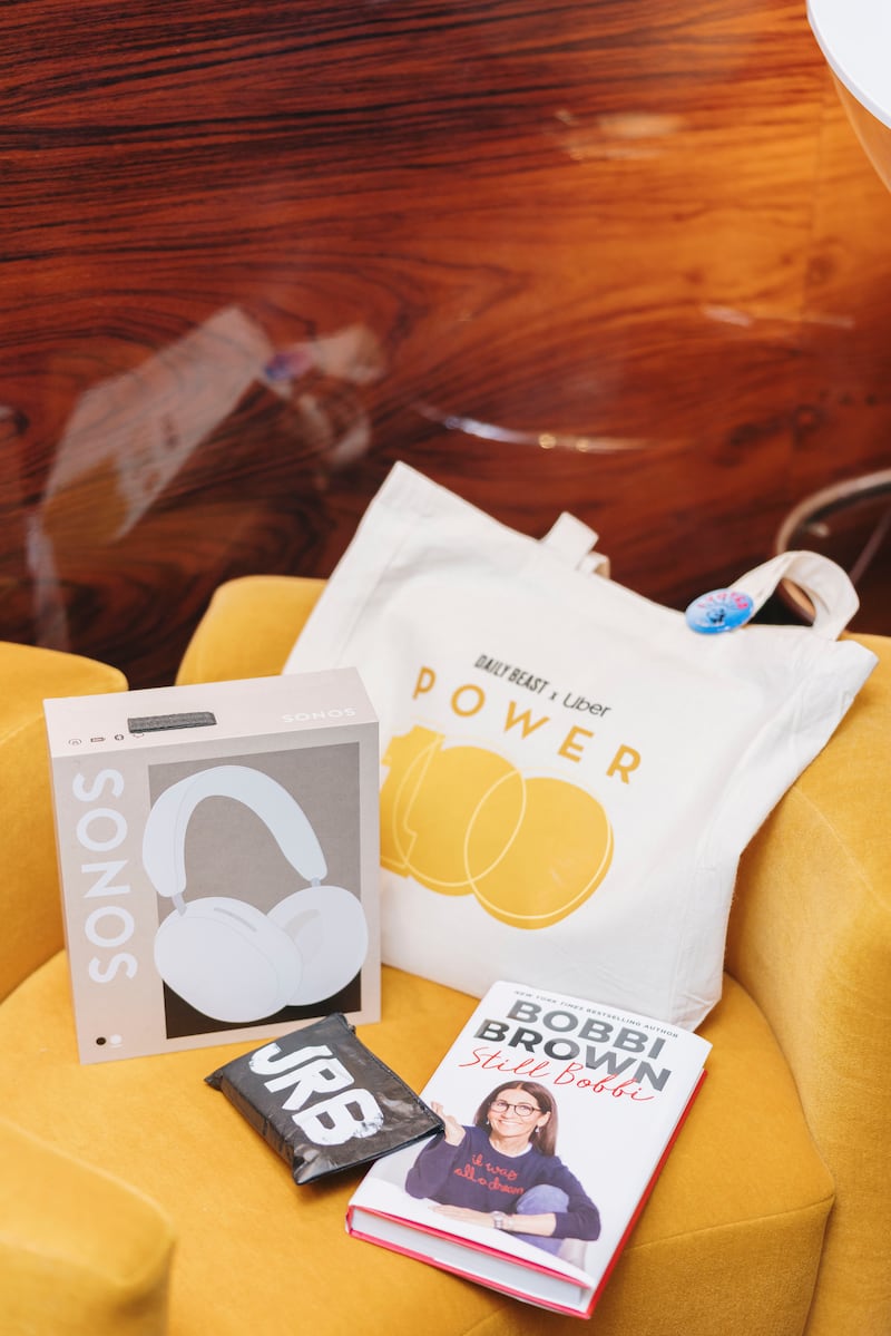 Gift bags at the Power 100 luncheon included Sonos headphones, a Jones Road Beauty pouch (packed with goodies) and Bobbi Brown's new memoir.