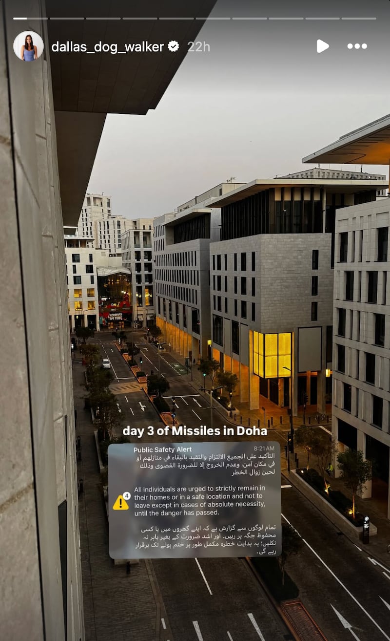 Sarah Gaither posted this photo from her hotel window in Doha.