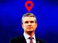 Pete Hegseth, locator symbol photo illustration