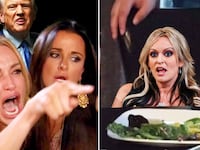 A photo illustration of Stormy Daniels and Donald Trump with Real Housewives