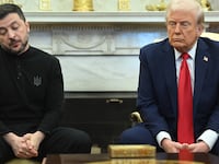 US President Donald Trump and Ukraine's President Volodymyr Zelensky meet in the Oval Office of the White House in Washington, DC, February 28, 2025.