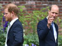 Prince Harry, Duke of Sussex and Prince William, Duke of Cambridge on July 1, 2021 in London, England.