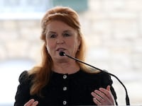 Sarah Ferguson, the Duchess of York, speaks during a memorial for Lisa Marie Presley at Graceland in Memphis, Tennessee, Jan. 22, 2023.