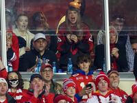 Taylor Swift reacts during the game between the Buffalo Bills and the Kansas City Chiefs