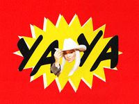 A gif of the words YA YA bouncing up and down with Beyonce tipping a cowboy hat in between