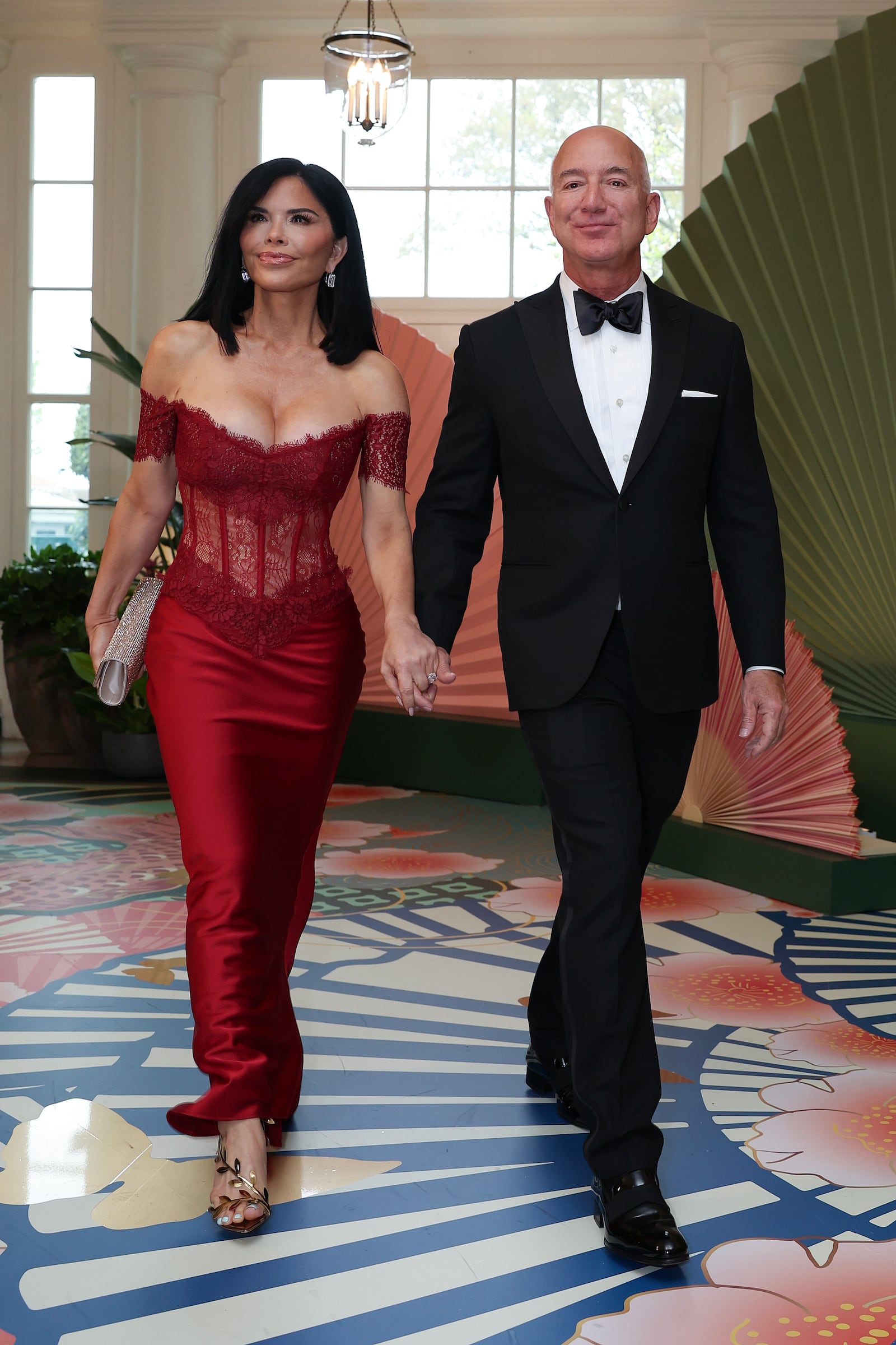 Lauren Sánchez and Jeff Bezos attending a state dinner at the White House in 2024.