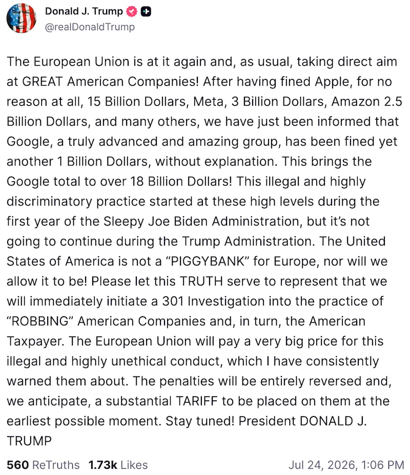 Donald Trump on Truth Social