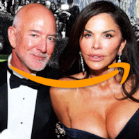 Illo illustration gif of Jeff Bezos and Lauren Sanchez at the Met Gala