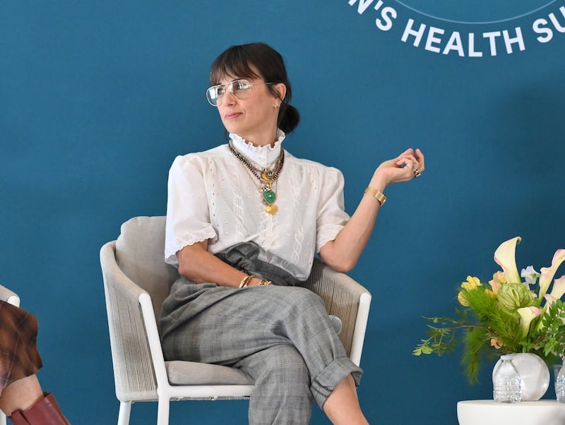 Constance Zimmer speaks onstage during a panel at the Flow Space Women's Health Summit on October 9, 2025, in Los Angeles.