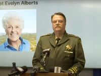 Santa Barbara County Sheriff Bill Brown speaks at a news conference about the 2022 murder of 96-year-old Violet Alberts.