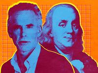 A photo illustration showing Benjamin Franklin and Jordan Peterson.