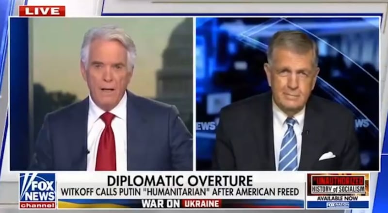 Brit Hume tells John Roberts he can’t stomach Steve Witkoff’s praise for Vladimir Putin.