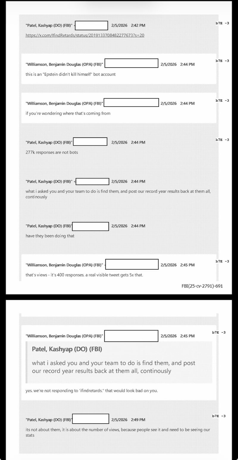 The exchange between Patel and Williamson.