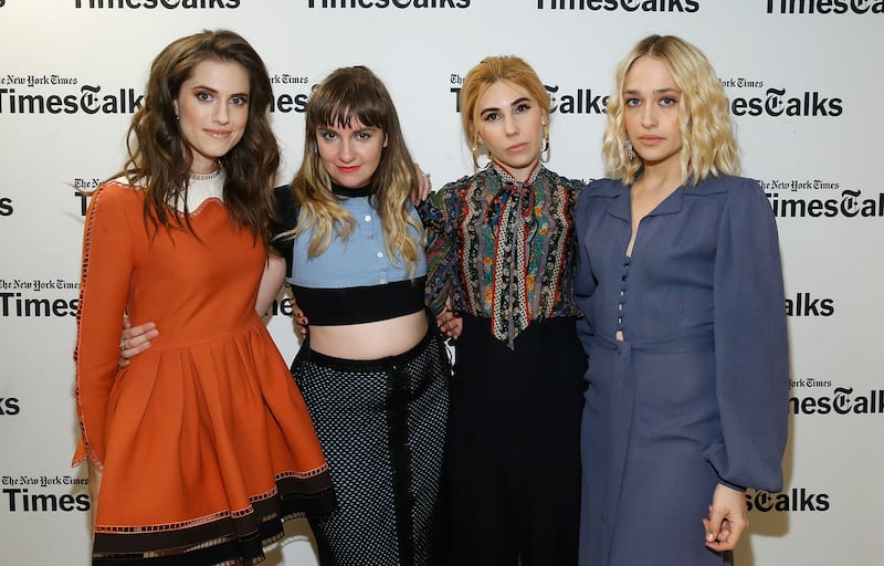NEW YORK, NY - FEBRUARY 01: Allison Williams, Lena Dunham, Zosia Mamet and Jemima Kirke attend TimesTalks: A Final Farewell to the cast of HBO's "Girls" at NYU Skirball Center on February 1, 2017 in New York City. (Photo by John Lamparski/WireImage)