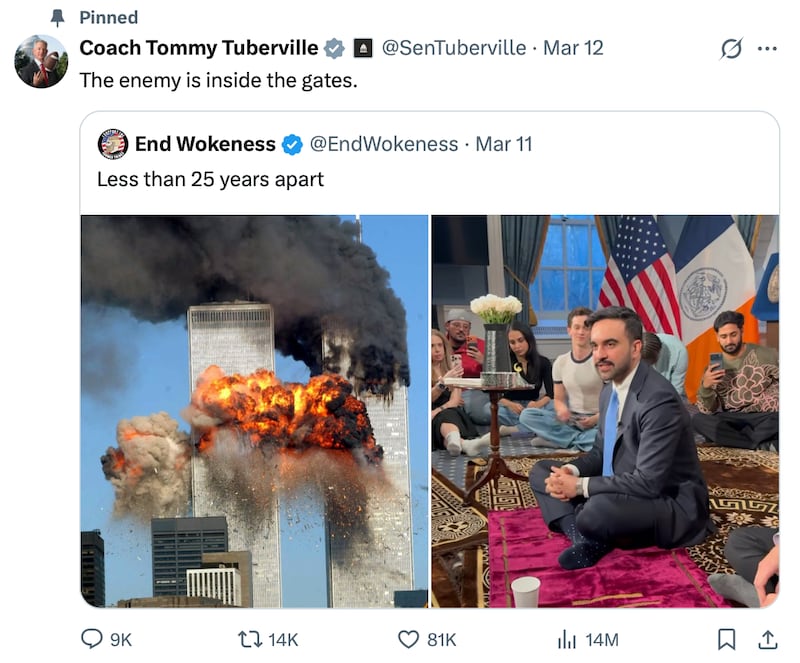 Tuberville's original post on Thursday. Coach Tommy Tuberville/X.