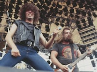 Vocalist Paul Mario Day and guitarist Kenny Cox of heavy metal group More perform live on stage at the Monsters of Rock festival at Donington Park, Leicestershire, 22nd August 1981. (Photo by Michael Putland/Getty Images)