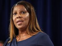 New York State Attorney General Letitia James speaks at a news conference