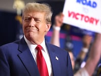 Former President Donald Trump speaks to guests at a rally on April 02, 2024 in Green Bay, Wisconsin.