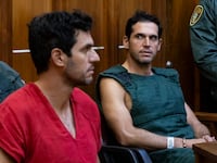 Alon Alexander, 37, right, and his twin brother, Oren, left, attend their bond hearing in Miami. Matias J. Ocner/Miami Herald/Tribune News Service via Getty Images