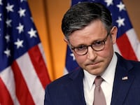 U.S. Speaker of the House Mike Johnson (R-LA) speaks at a press conference following a House Republican conference meeting at the U.S. Capitol on June 12, 2024 in Washington, DC.