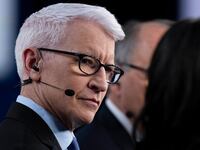 CNN journalist Anderson Cooper looks on in the spin room after the fifth Republican presidential primary debate at Drake University in Des Moines, Iowa, on January 10, 2024. (Photo by Christian MONTERROSA / AFP) (Photo by CHRISTIAN MONTERROSA/AFP via Getty Images)