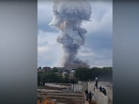A massive explosion at an optical equipment plant in Sergiev Posad, near Moscow, Russia.