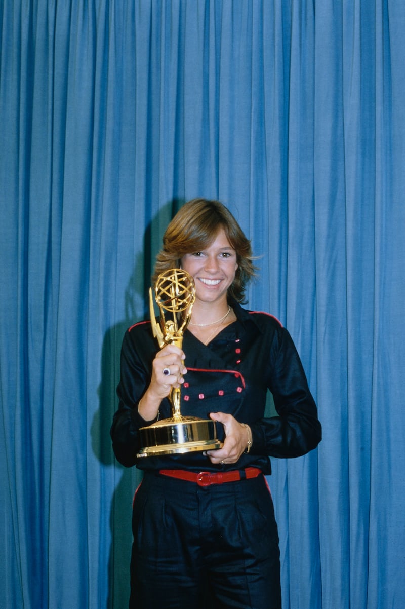 American actress Kristy McNichol holding the Emmy award she won for her performance in the drama series 'Family', Pasadena, California, September 9th 1979. (Photo by UPI/Bettmann Archive/Getty Images)