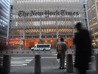A building with The New York Times’ logo.