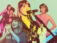 A photo illustration showing Taylor Swift throughout 2023.