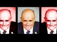 A photo illustration of Rudy Giuliani Maricopa County Sheriff's Office booking photograph.
