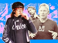 A photo illustration of Austin Killips, Dax Shepard, and Lance Armstrong.