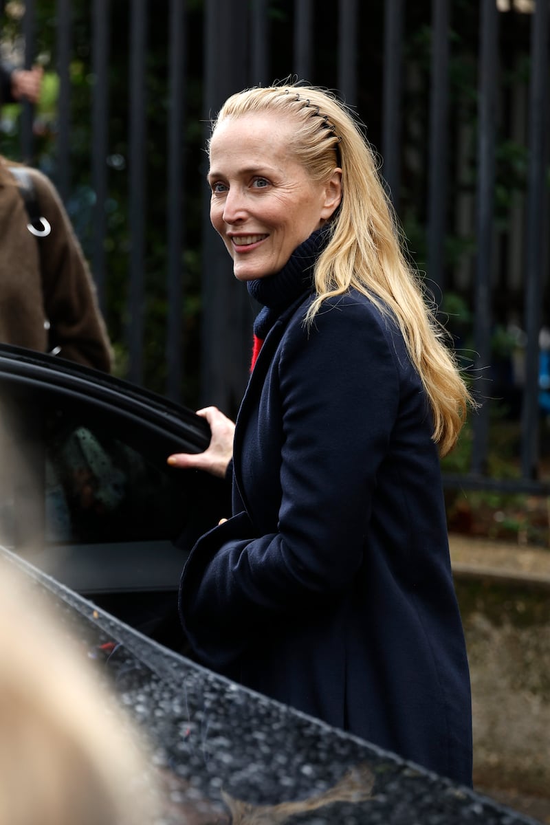 Gillian Anderson outside the Miu Miu fashion show during day nine of Paris Fashion Week.