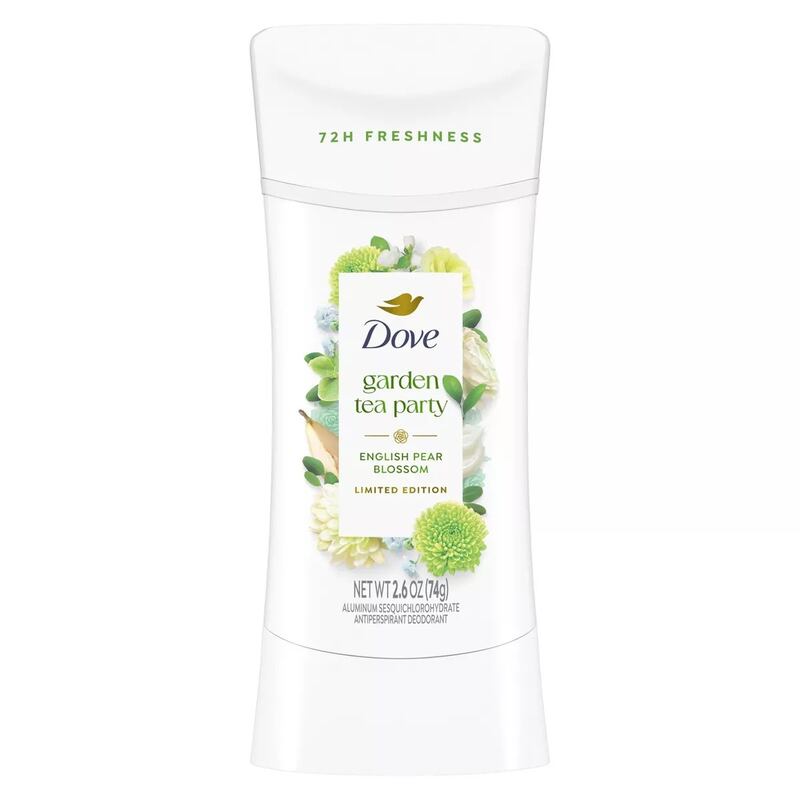 Dove's Garden Tea Party Collection's limited edition English Pear Blossom Antiperspirant Deodorant
