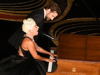 Lady Gaga and Bradley Cooper perform onstage at the iconic walnut Steinway during the 91st Annual Academy Awards in 2019.