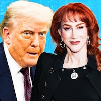 A photo illustration of Donald Trump and Kathy Griffin for the Obsessed podcast.
