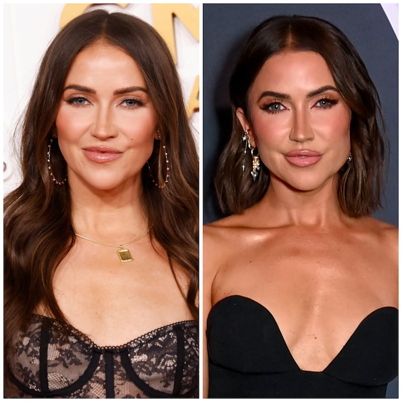 Kaitlyn Bristowe said she underwent eyelid surgery because her eyelids were drooped and she wanted more symmetry. Pictured here in November 2023 before her operation and in March 2025, after her procedure.