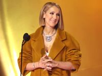 Celine Dion speaks onstage during the 66th GRAMMY Awards